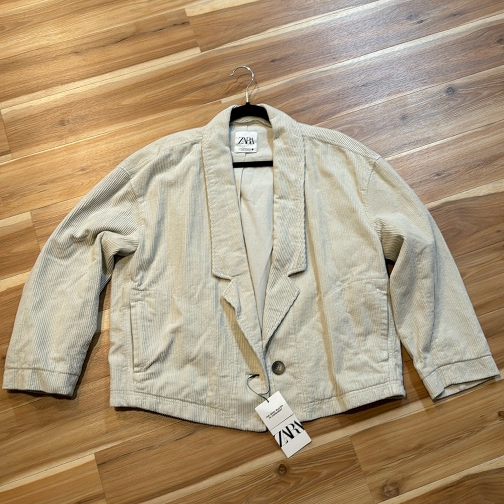OVERSIZED CORDUROY BLAZER Ecru ZARA - Picture 5 of 7